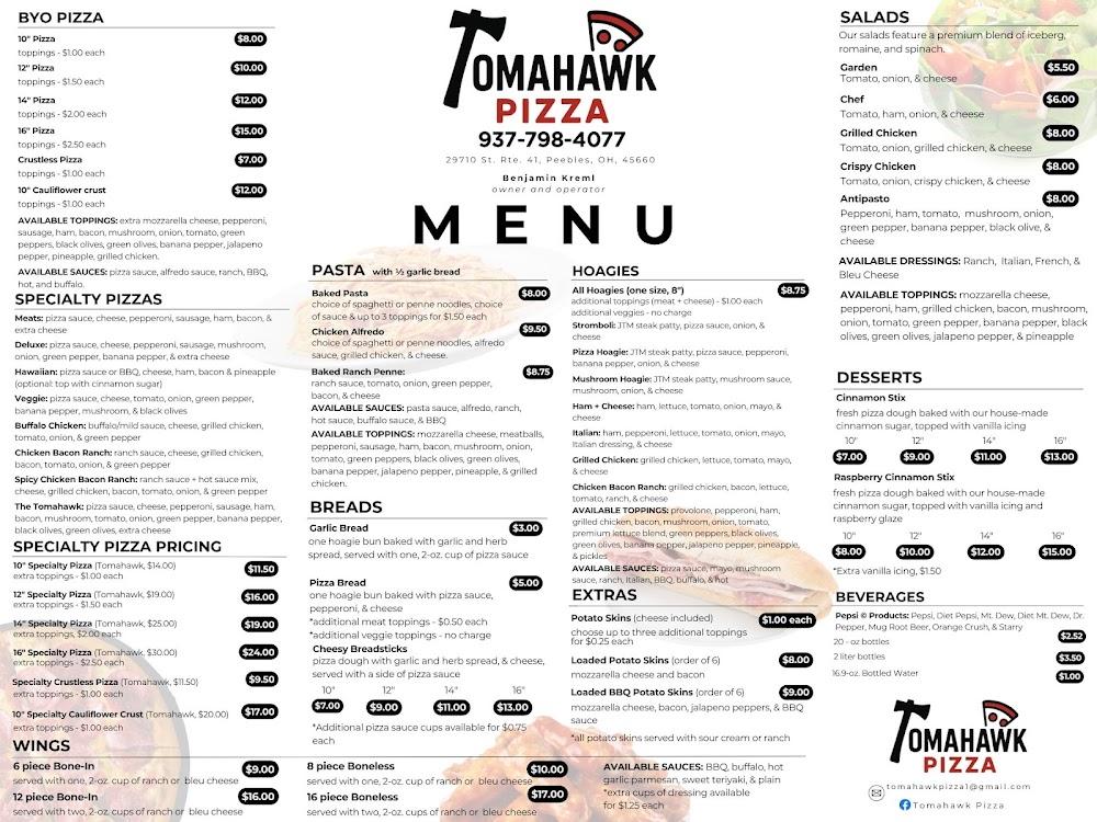 Tomahawk Pizza Menu image 1
