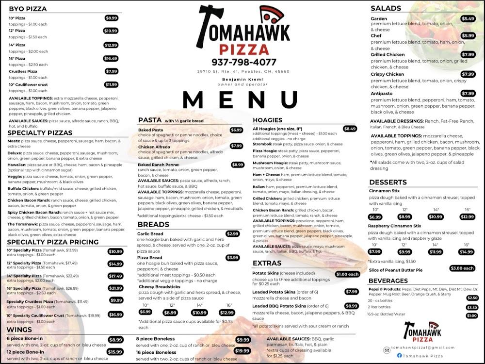Tomahawk Pizza Menu image 2